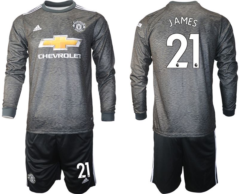 Men 2020-2021 club Manchester united away long sleeve #21 black Soccer Jerseys